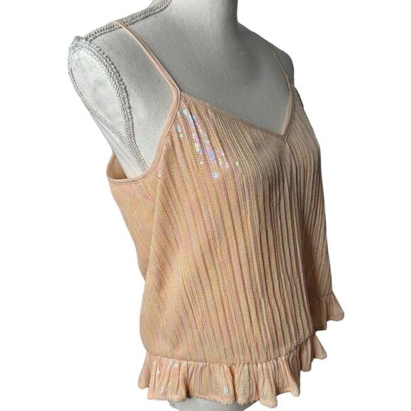 ANTHROPOLOGIE Pink Sequin Cami Size 2 Summer Disco - Picture 4 of 6